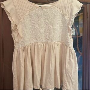 Cream Ruffled Women's Top
